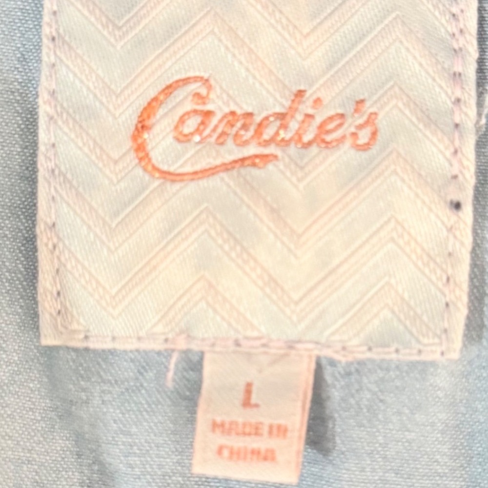 Chambray Denim L Utility Vest Eyelet Embroidery Cinched Waist Western Safari - Picture 6 of 9
